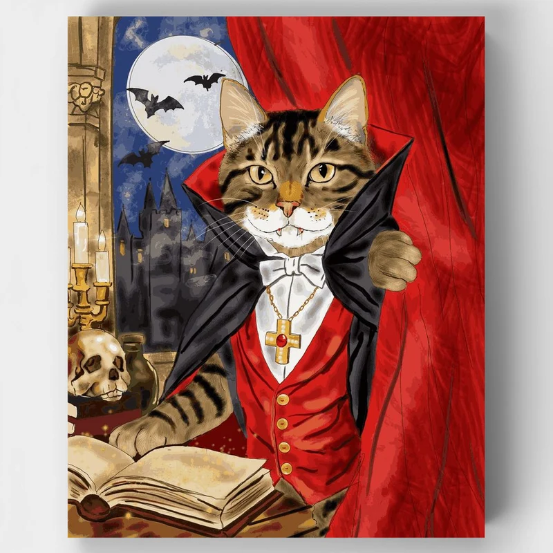 "Cat Dracula The Witching Hour" Paint by Numbers Kit