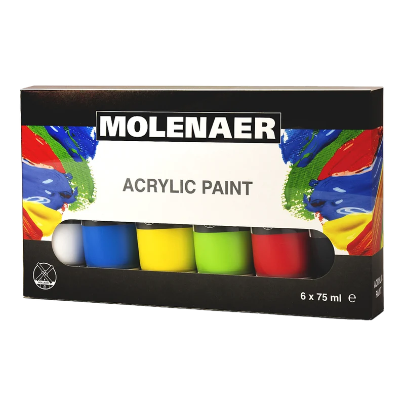 Súprava akrylových farieb Molenaer 6 x 75 ml - mix farieb