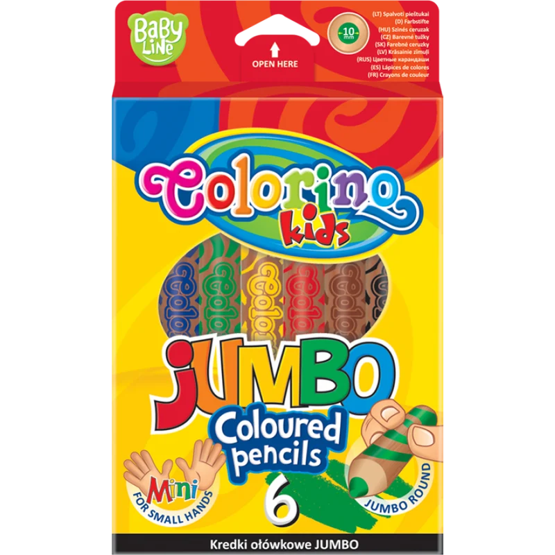 Okrúhle pastelky Colorino JUMBO so strúhadlom – 6 farieb