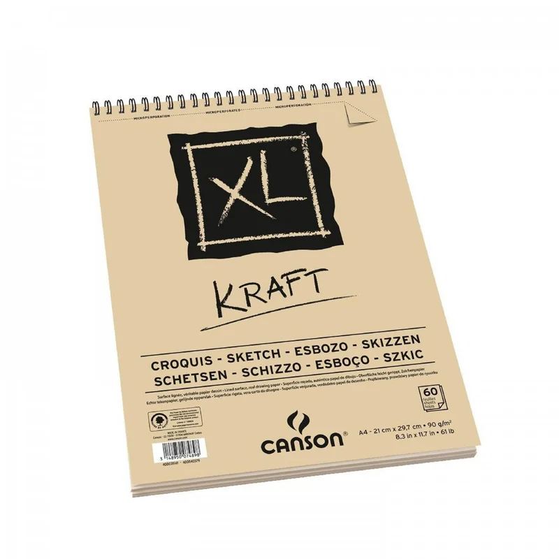 Canson XL Kraft skicár 90 g/m² 40 listov A5 so špirálovou väzbou