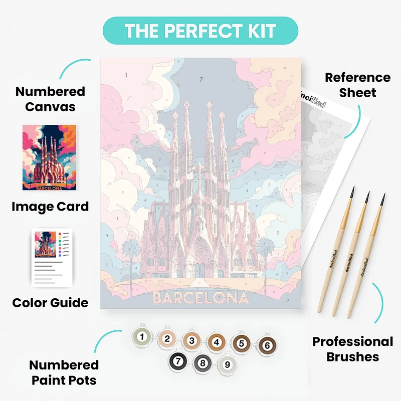 Barcelona Sagrada Família Pop Art Poster - Paint by Numbers Kit