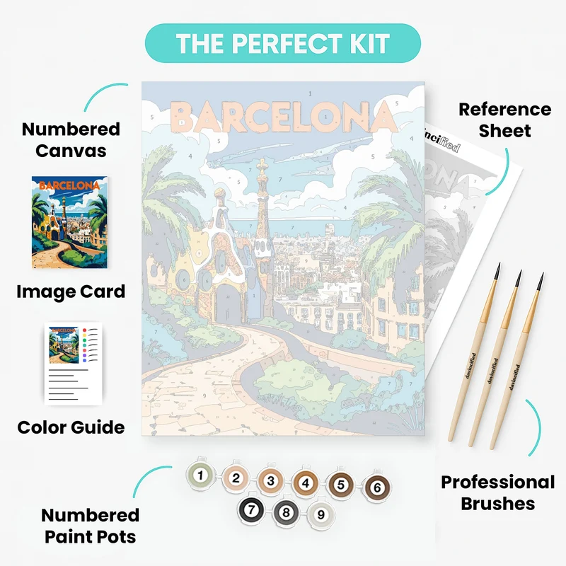 Barcelona Park Güell Vista - Paint by Numbers Kit