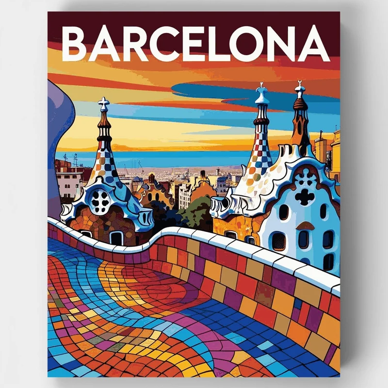 Barcelona Park Güell Mosaic - Paint by Numbers Kit