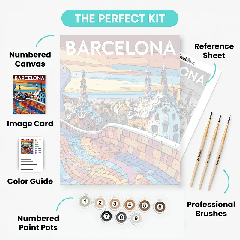 Barcelona Park Güell Mosaic - Paint by Numbers Kit