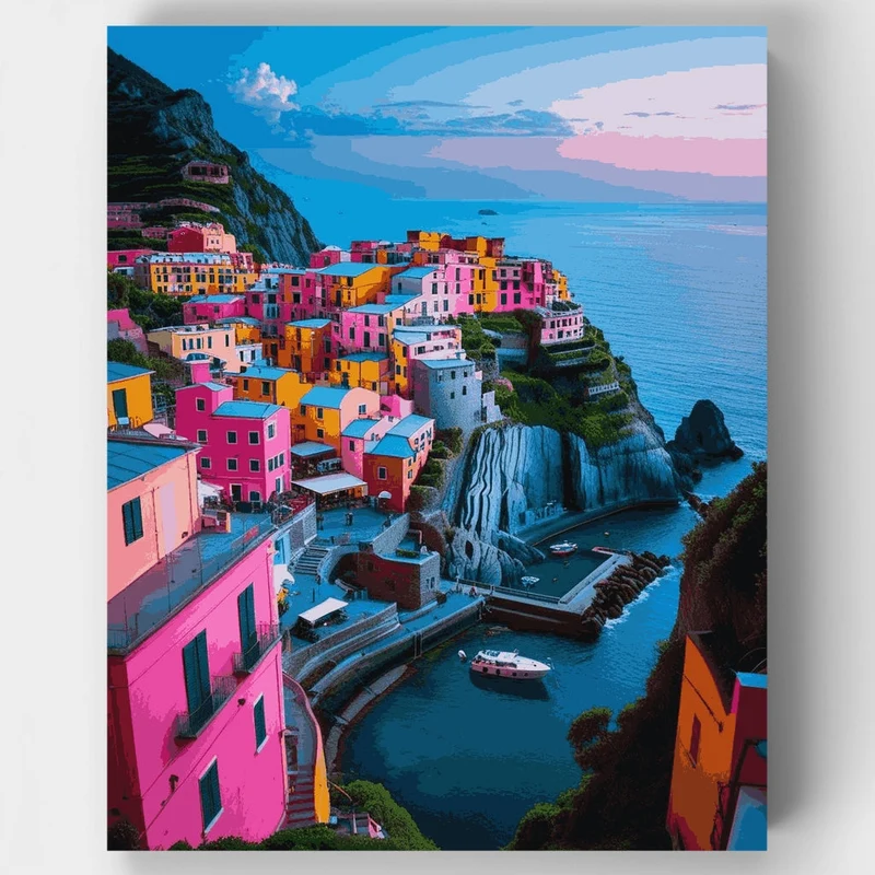 Cinque Terre Twilight Harbor - Paint by Numbers Kit