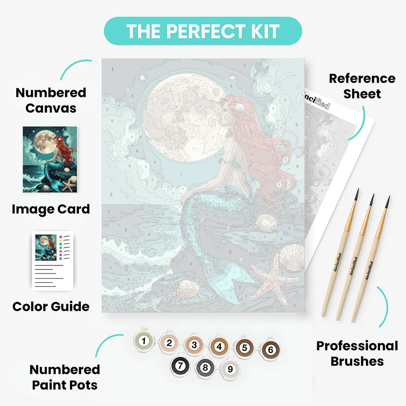 Mermaid Under the Moonlit Stars - Paint by Numbers Kit