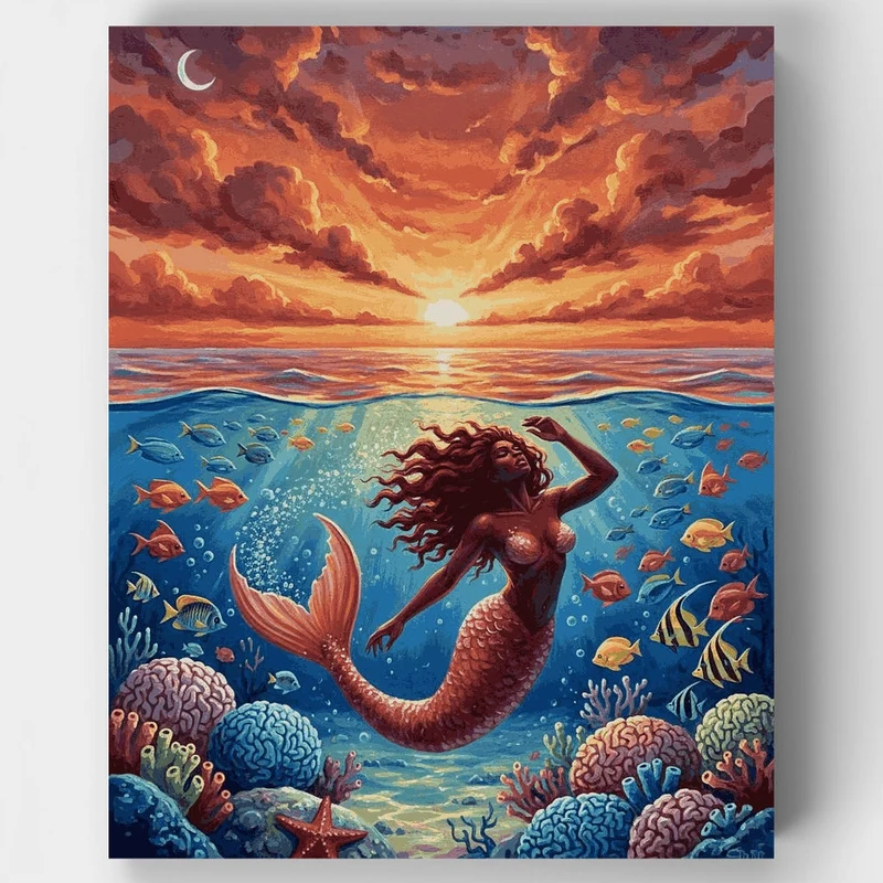 Mermaid Sunset Reef - Paint by Numbers Kit