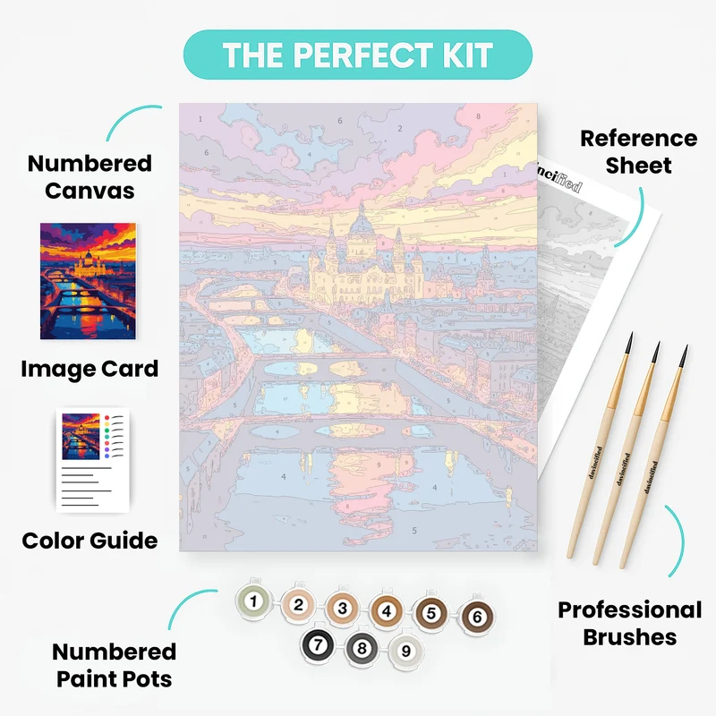 Budapest River Bridges at Twilight - Paint by Numbers Kit