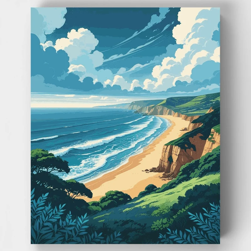Cornwall Seaside Cliffs at Sunset - Paint by Numbers Kit