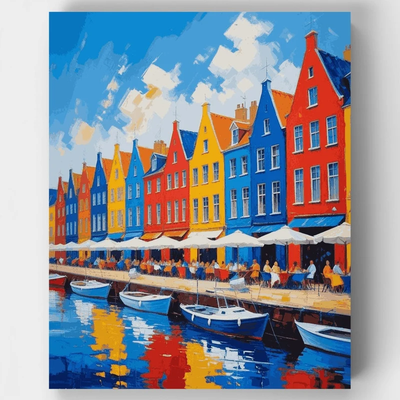 Copenhagen Nyhavn Waterfront - Paint by Numbers Kit