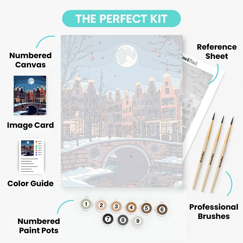 Amsterdam Winter Night - Paint by Numbers Kit