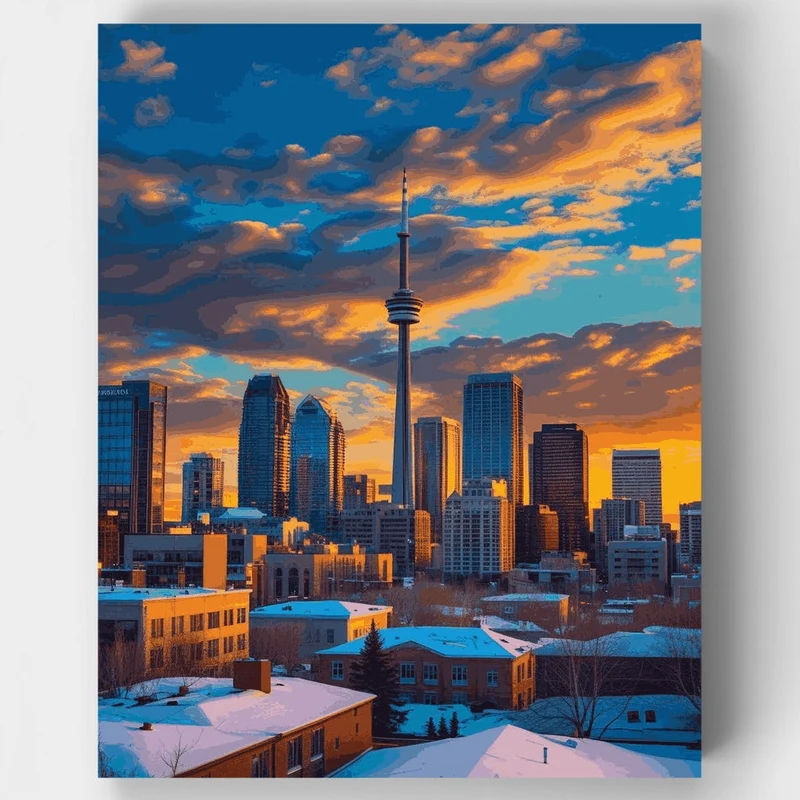 Calgary Winter Sunset Skyline - Paint by Numbers Kit