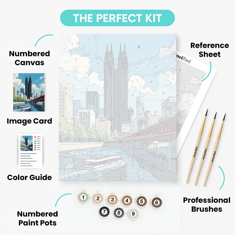 Chicago River Architecture - Paint by Numbers Kit