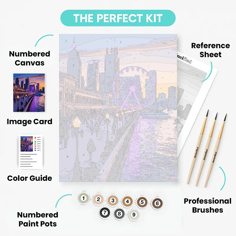 Chicago Navy Pier at Sunset - Paint by Numbers Kit