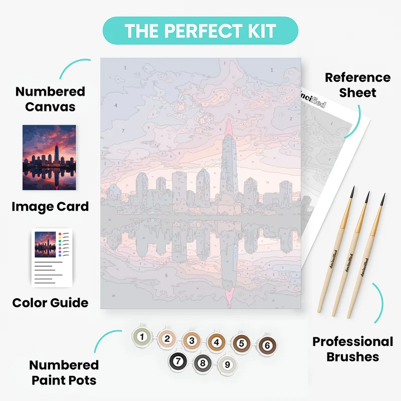 Seoul Skyline at Sunset - Paint by Numbers Kit