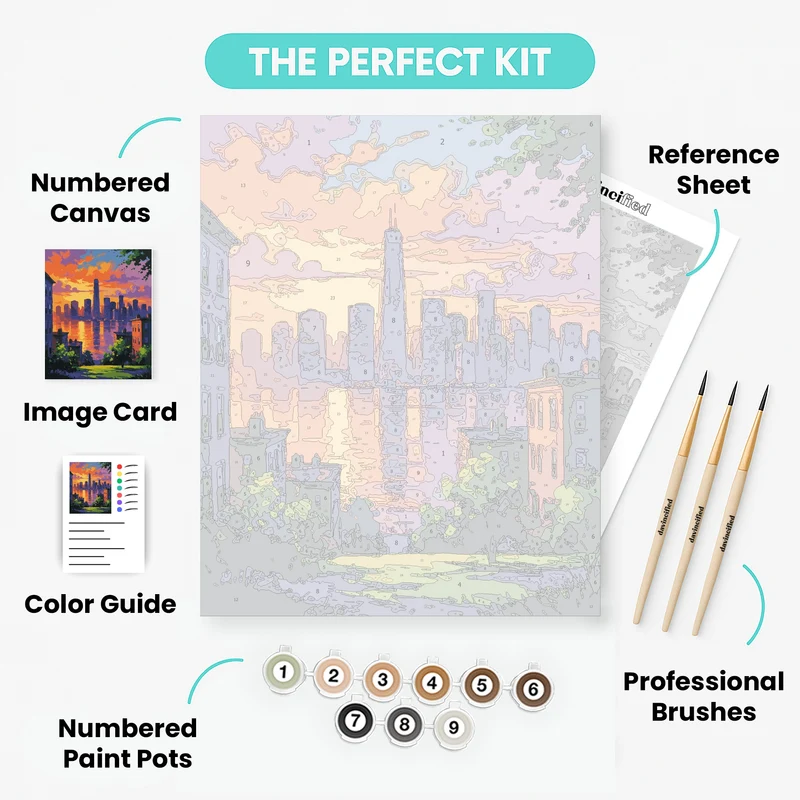 New York City Sunset Skyline - Paint by Numbers Kit