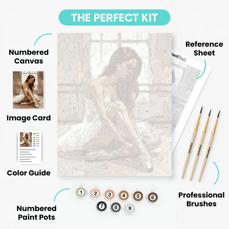 Ballerina Lacing Her Pointe Shoes - Paint by Numbers Kit