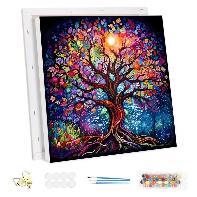 Malen nach Zahlen Baum des Lebens mit Rahmen 30x30cm