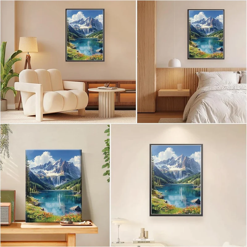 Malen nach Zahlen Erwachsene Wasserfall mit Rahmen 30x40cm