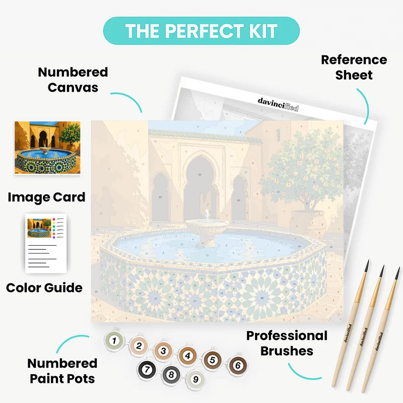 Moroccan Courtyard Fountain - Paint by Numbers Kit