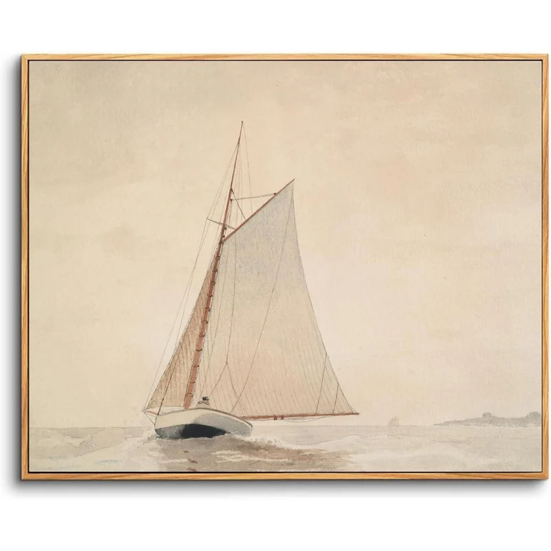 Vintage Segelboot Leinwandbild mit Holzrahmen 20x25 cm