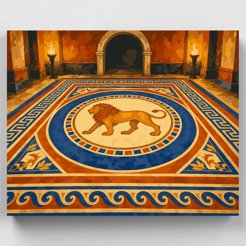 Lion Floor Mosaic - Paint by Numbers Kit