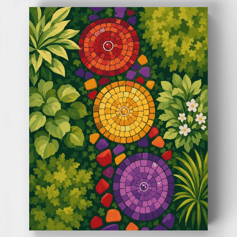 Garden Mosaic Circles - Paint by Numbers Kit