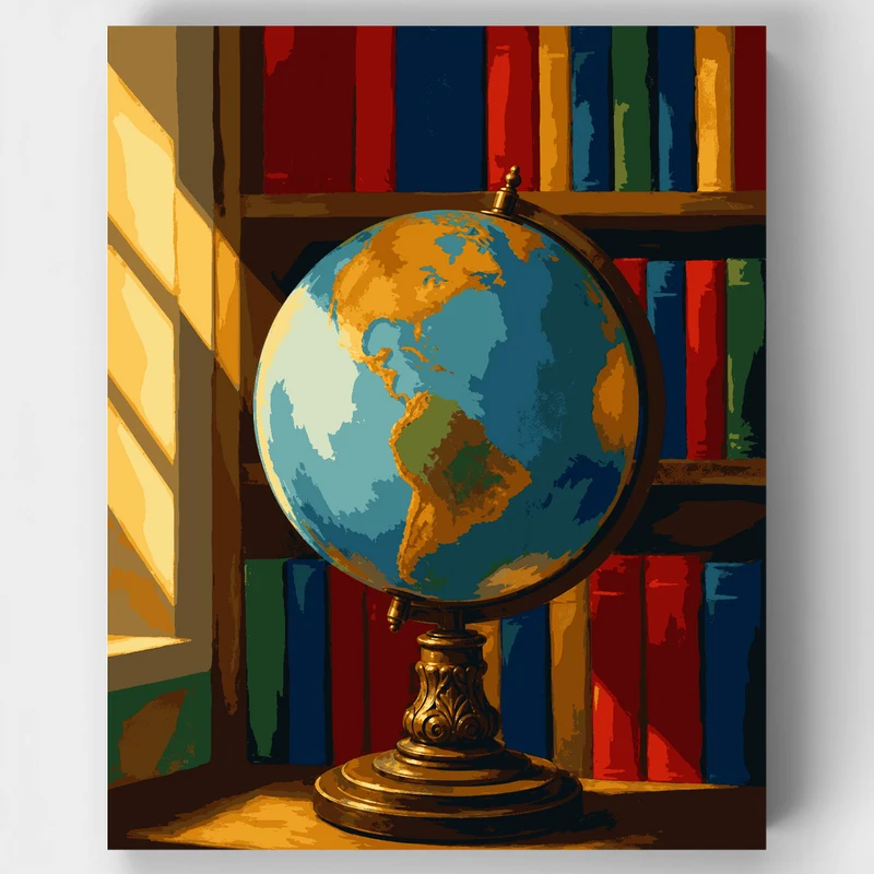 Globe and Books - Paint by Numbers Kit