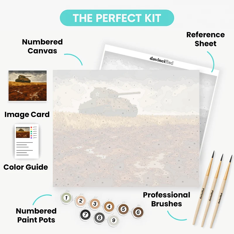 Sherman Tank Fields - Paint by Numbers Kit