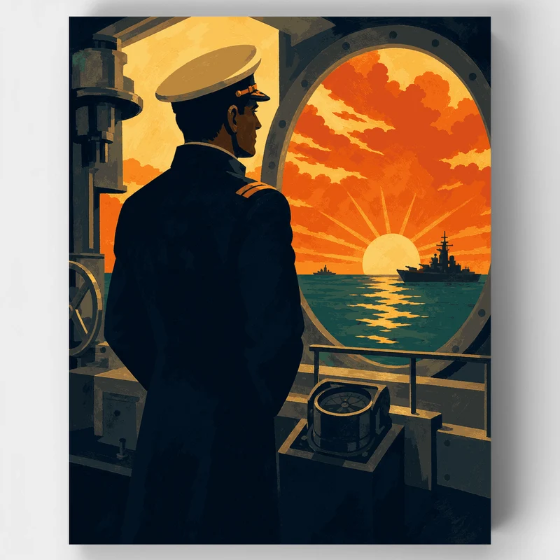 Naval Officer at Sunset - Paint by Numbers Kit