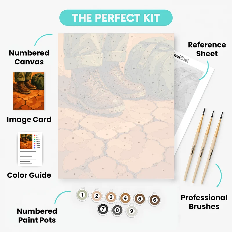 Soldier's Worn Boots - Paint by Numbers Kit