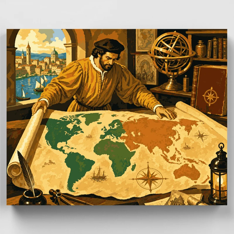 Explorer's World Map - Paint by Numbers Kit
