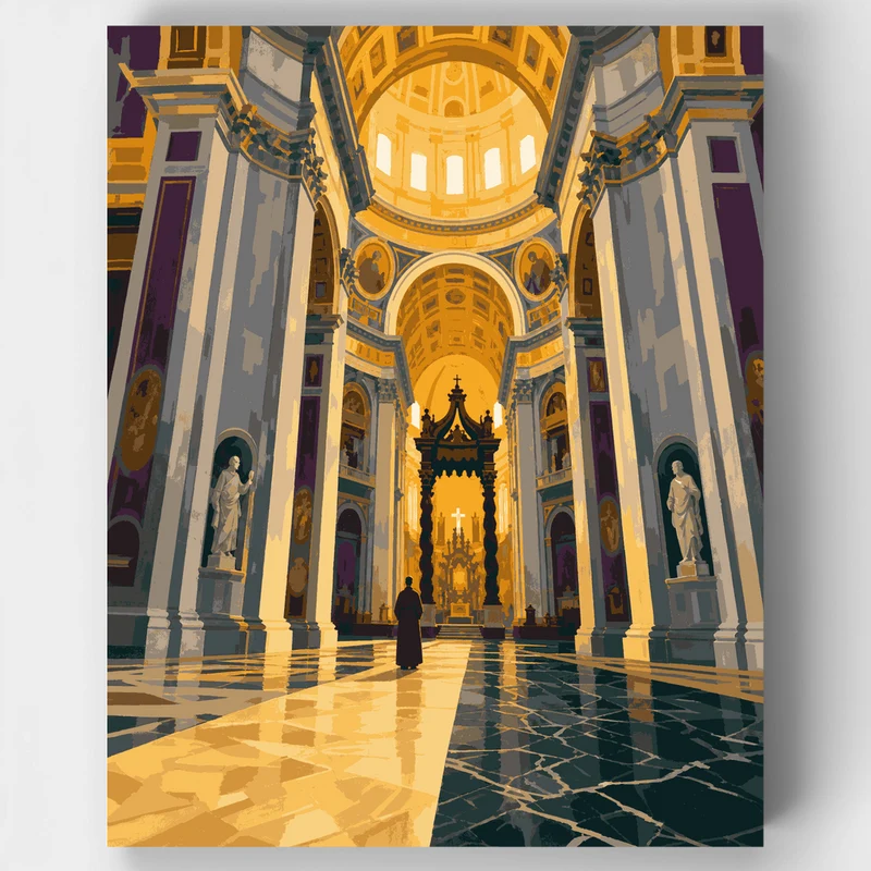 Golden Cathedral Nave - Paint by Numbers Kit