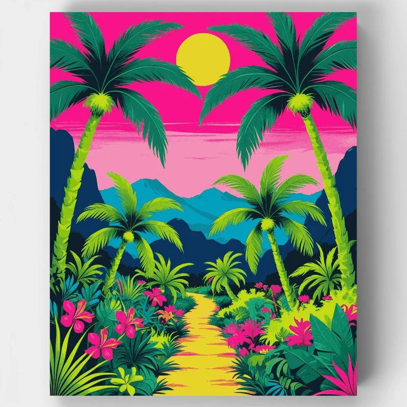 Tropical Paradise Hawaii Sunset - Paint by Numbers Kit