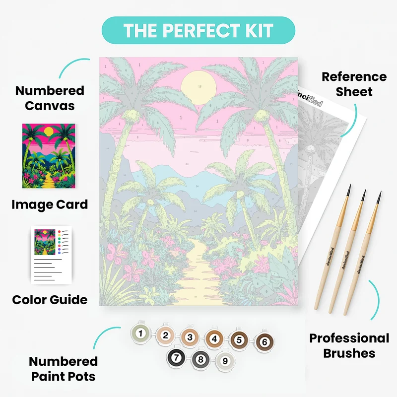 Tropical Paradise Hawaii Sunset - Paint by Numbers Kit