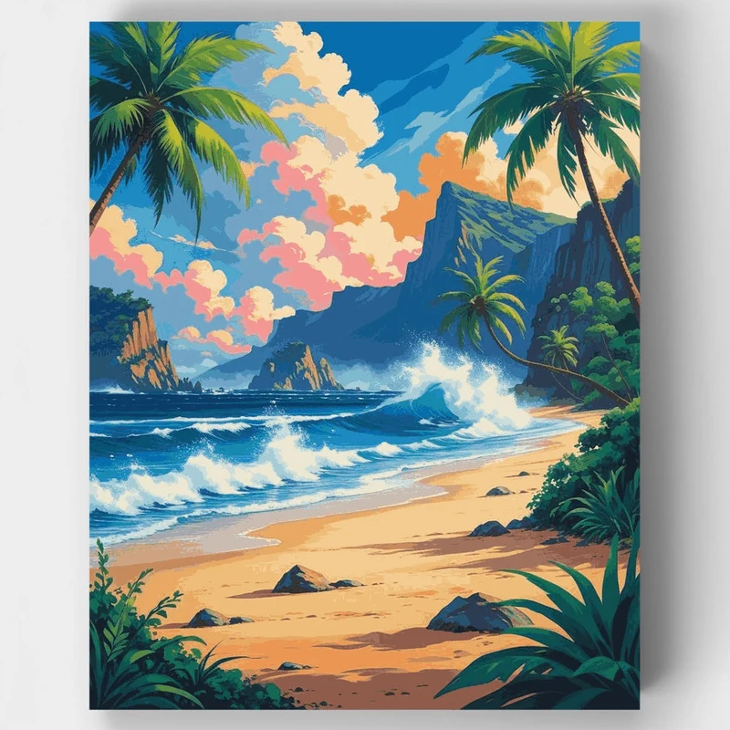 Tropical Hawaii Beach - Paint by Numbers Kit