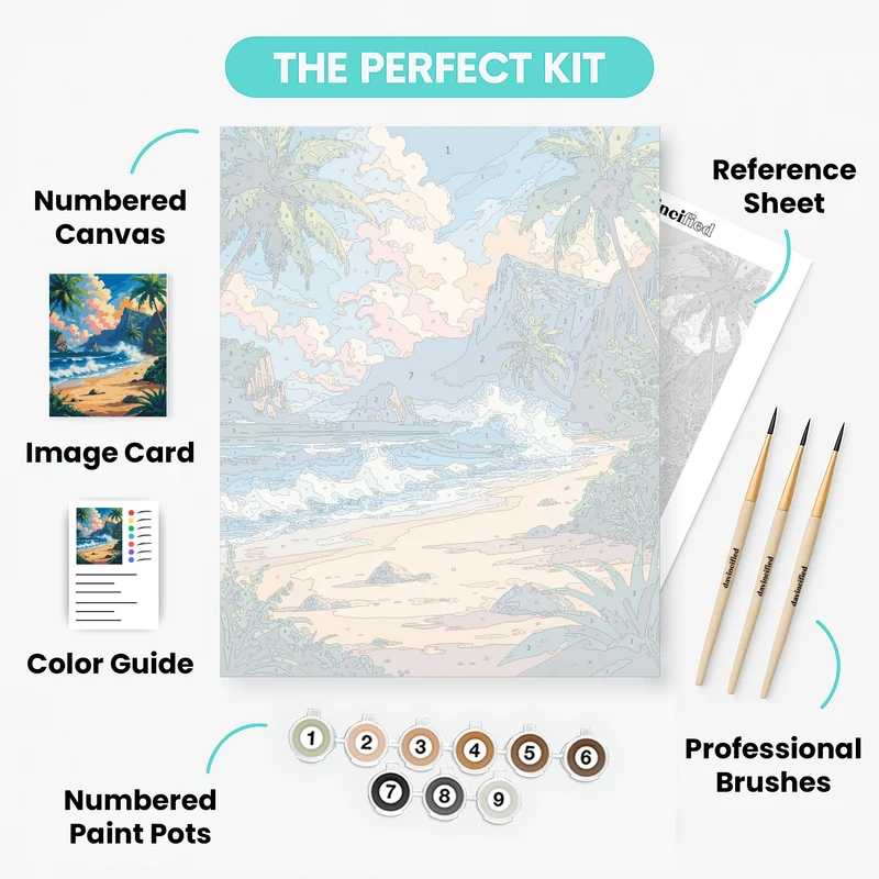 Tropical Hawaii Beach - Paint by Numbers Kit