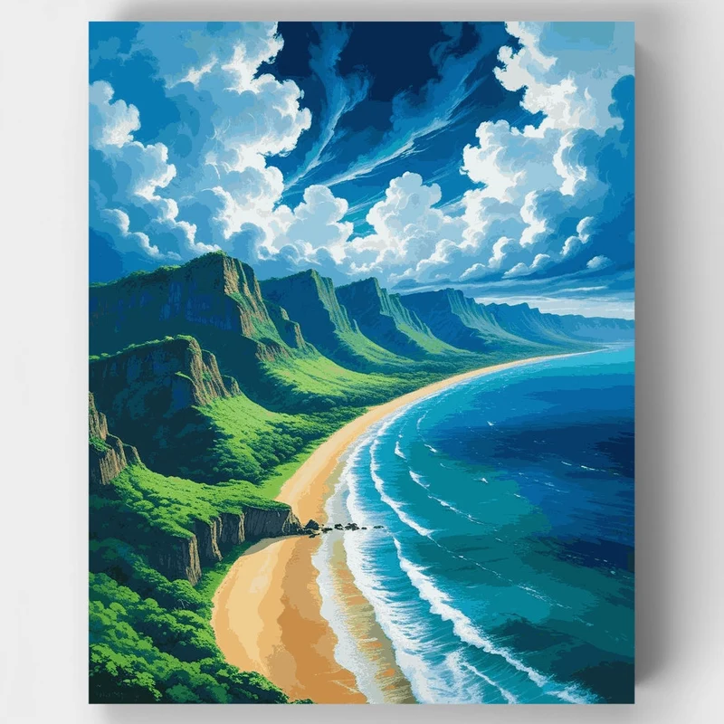 Hawaii Coastal Cliffs at Sunset - Paint by Numbers Kit
