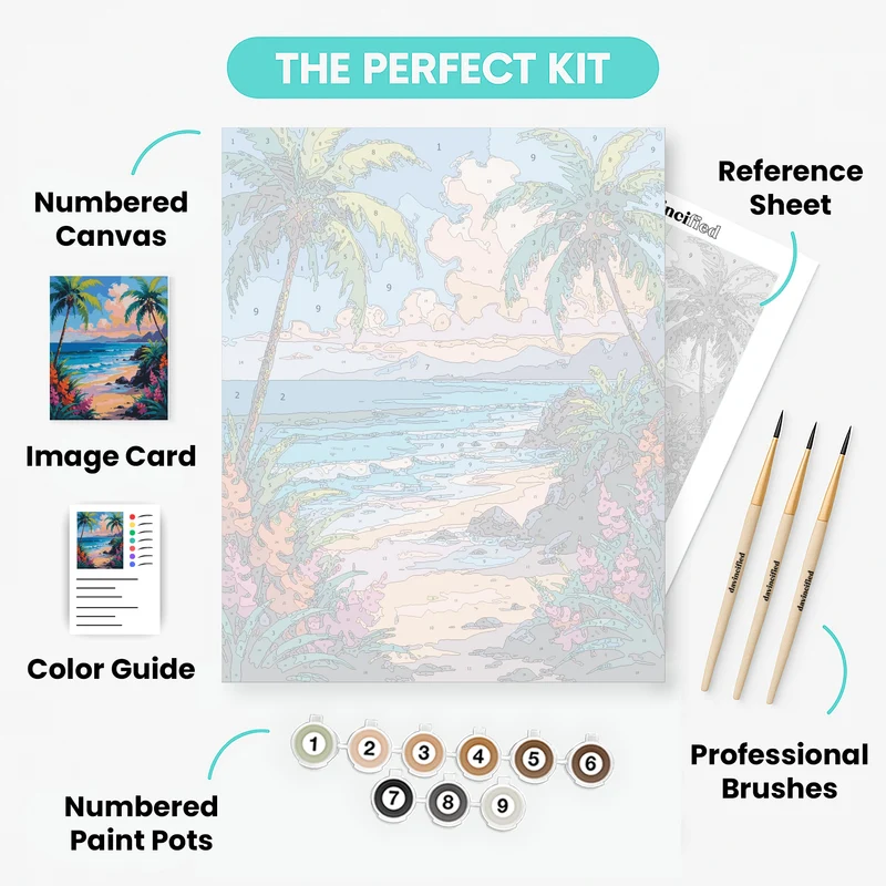 Hawaiian Tropical Beach Cove - Paint by Numbers Kit