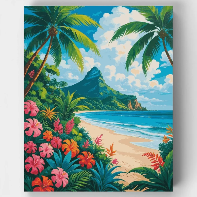 Tropical Hawaiian Beach - Paint by Numbers Kit