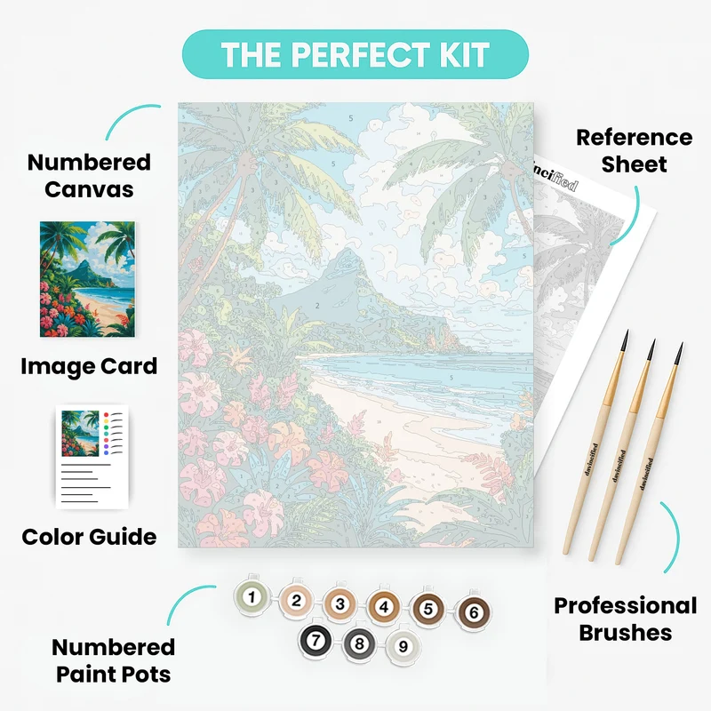 Tropical Hawaiian Beach - Paint by Numbers Kit