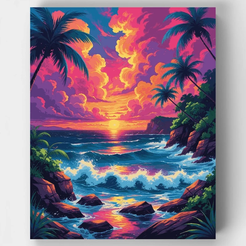 Tropical Sunset Cove - Paint by Numbers Kit