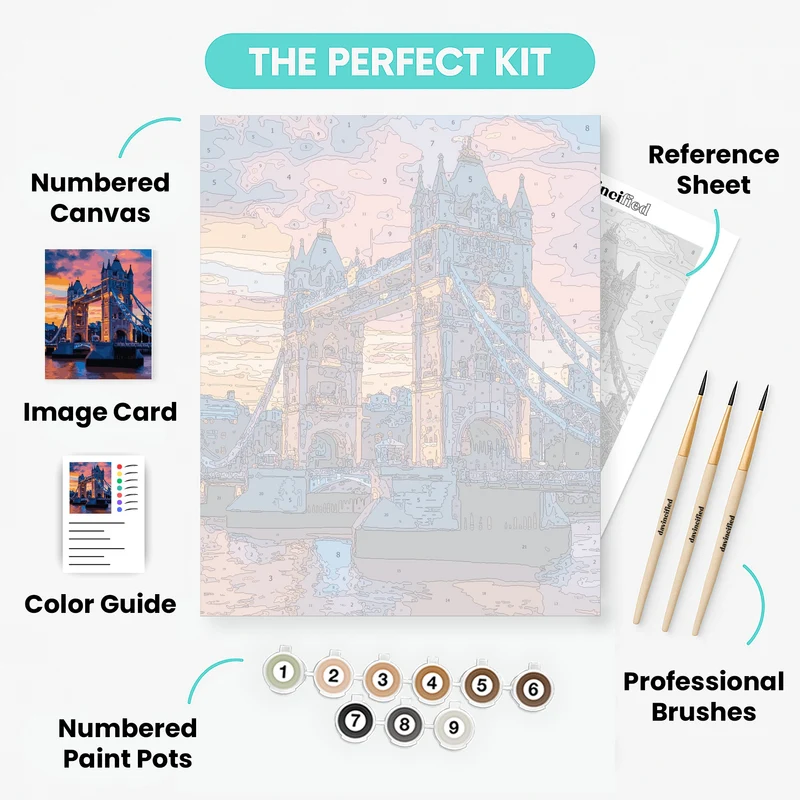 Tower Bridge at Sunset, London - Paint by Numbers Kit