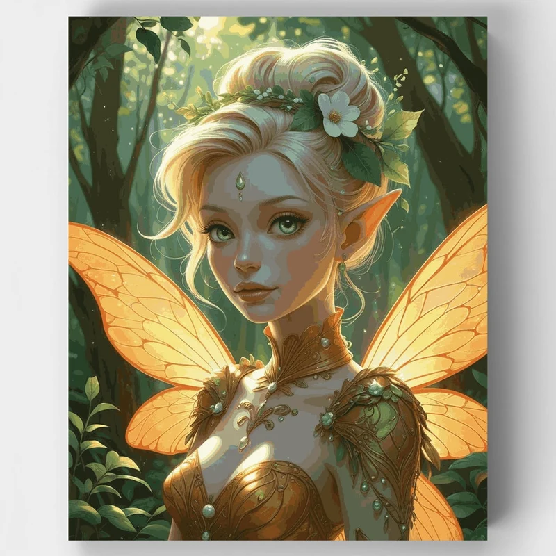 Forest Fairy with Golden Wings - Paint by Numbers Kit