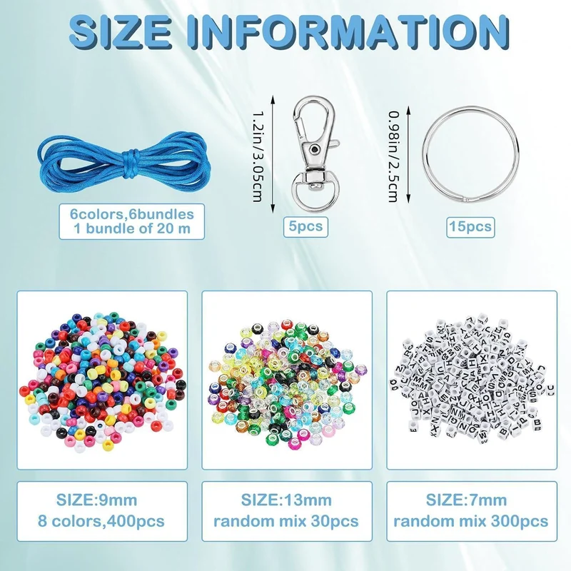 Perlen Schmuck Set DIY Schlüsselanhänger Basteln 750 Teile