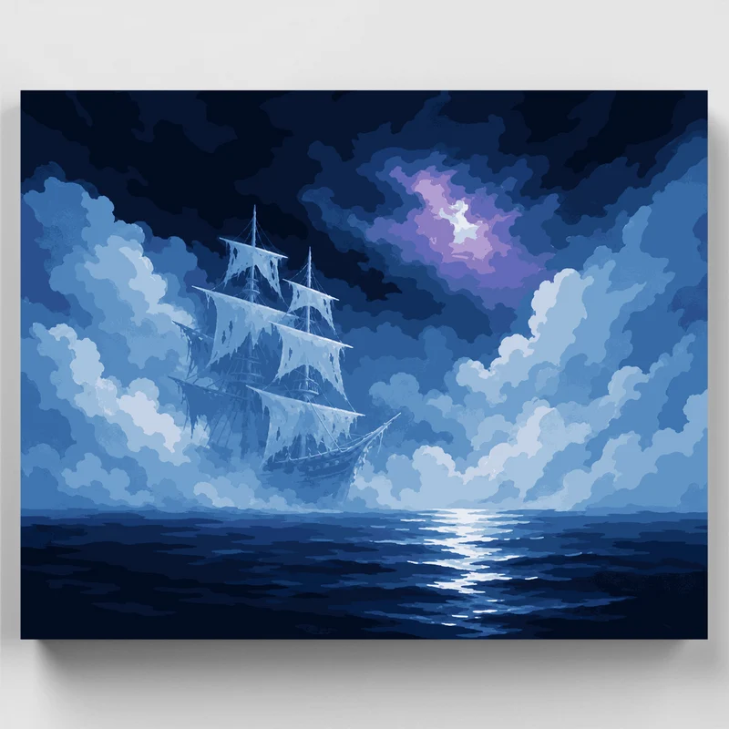 Ghost Ship Night - Paint by Numbers Kit