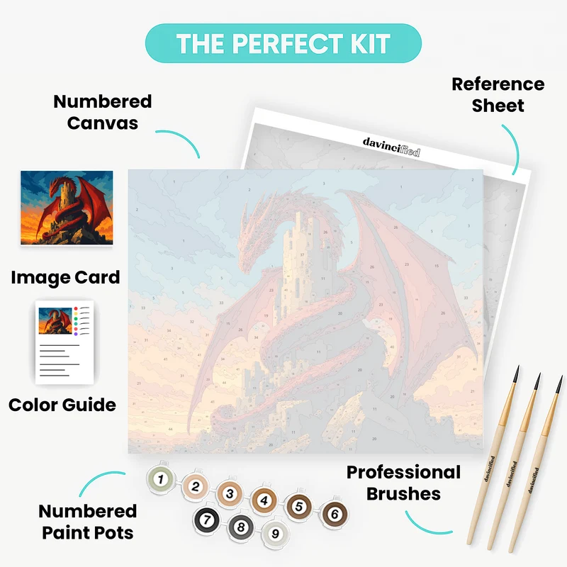 Red Dragon Tower - Paint by Numbers Kit