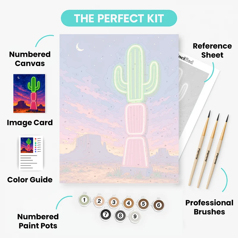 Desert Neon Cactus - Paint by Numbers Kit