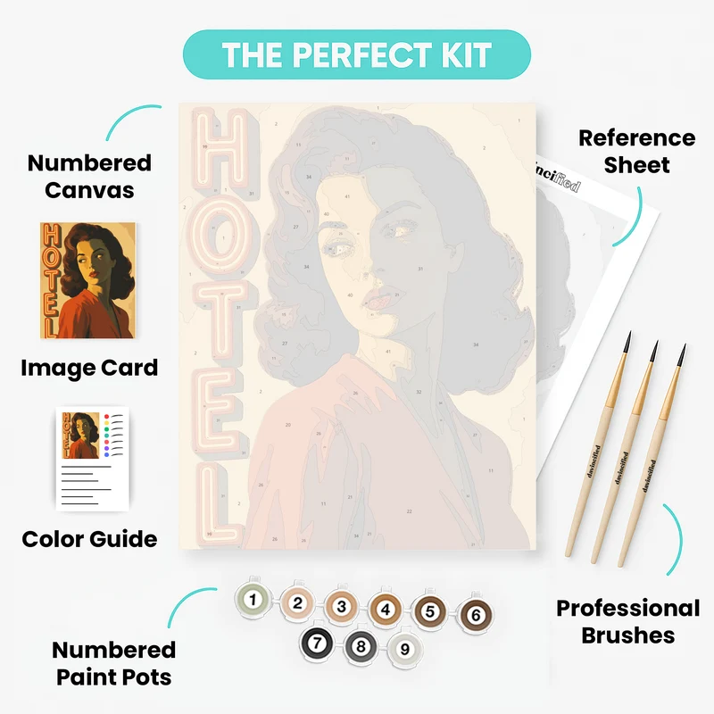 Neon Hotel Femme - Paint by Numbers Kit
