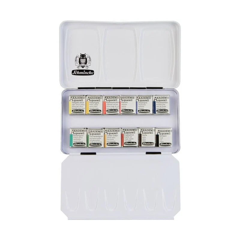 Schmincke AKADEMIE Aquarell Metallkasten leer für 12 halbe Näpfchen